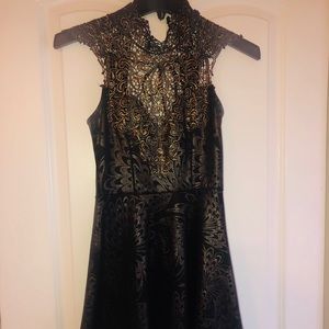 Black and Gold Lace Dress